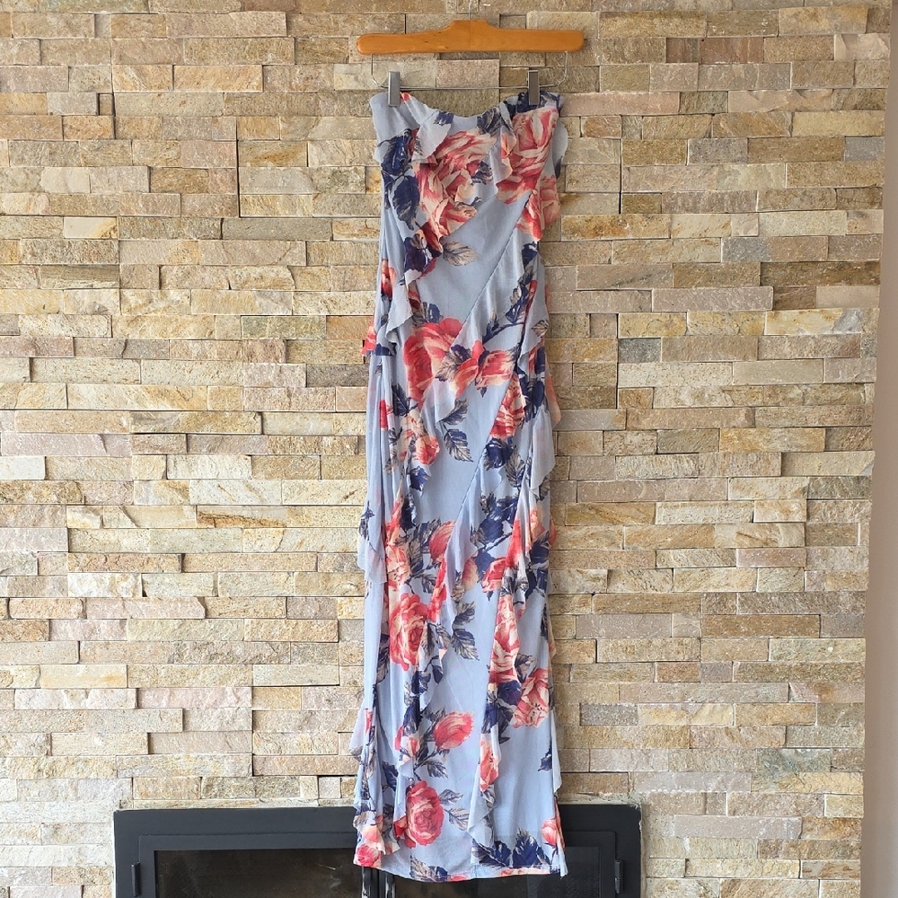 Floral Strapless Flowy Dress